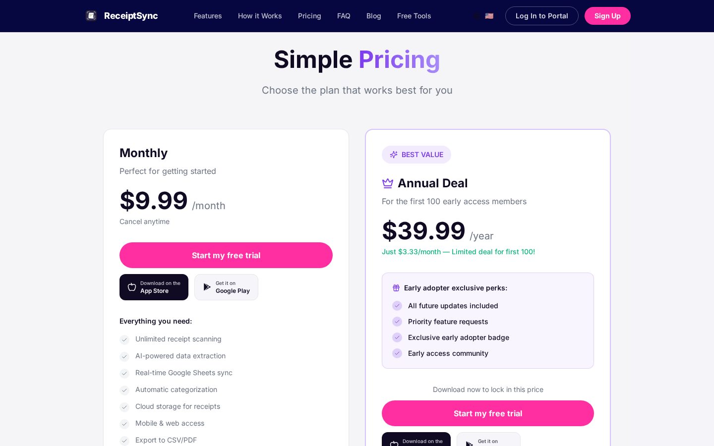 Receiptsync Pricing