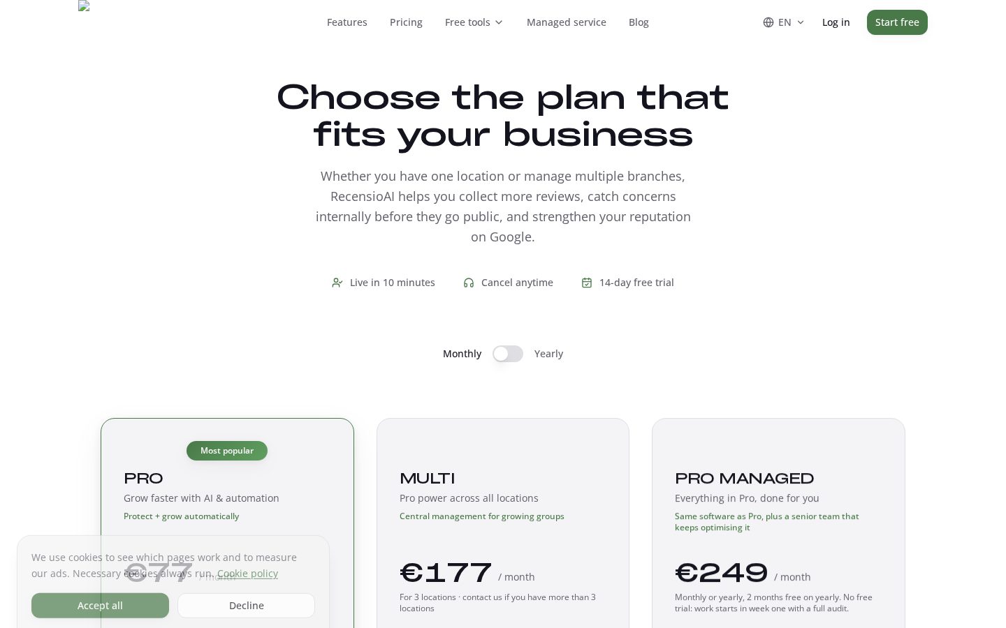 RecensioAI Pricing