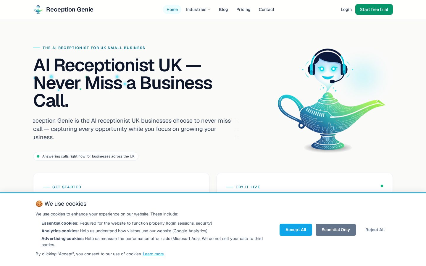 Reception Genie Homepage