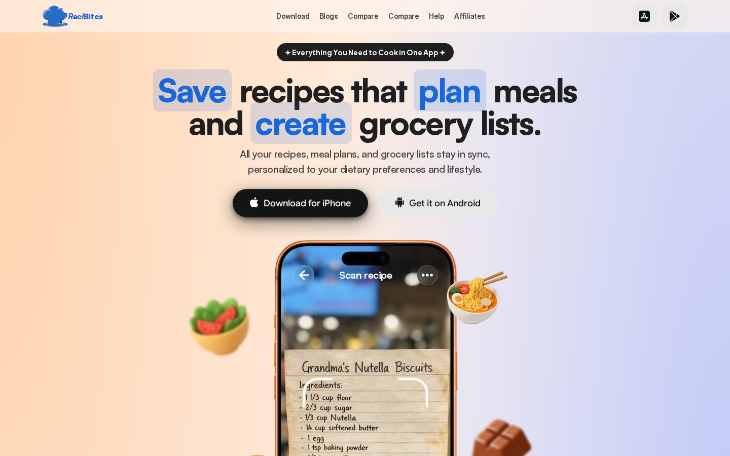 ReciBites: Homepage