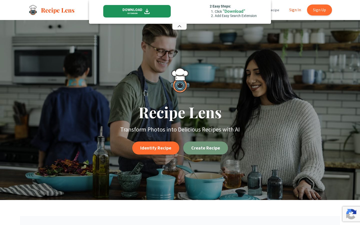 Recipe Lens Homepage