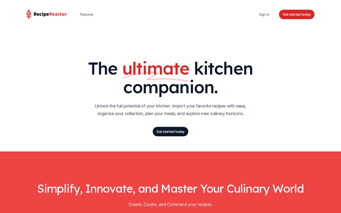 Recipe Reactor Homepage