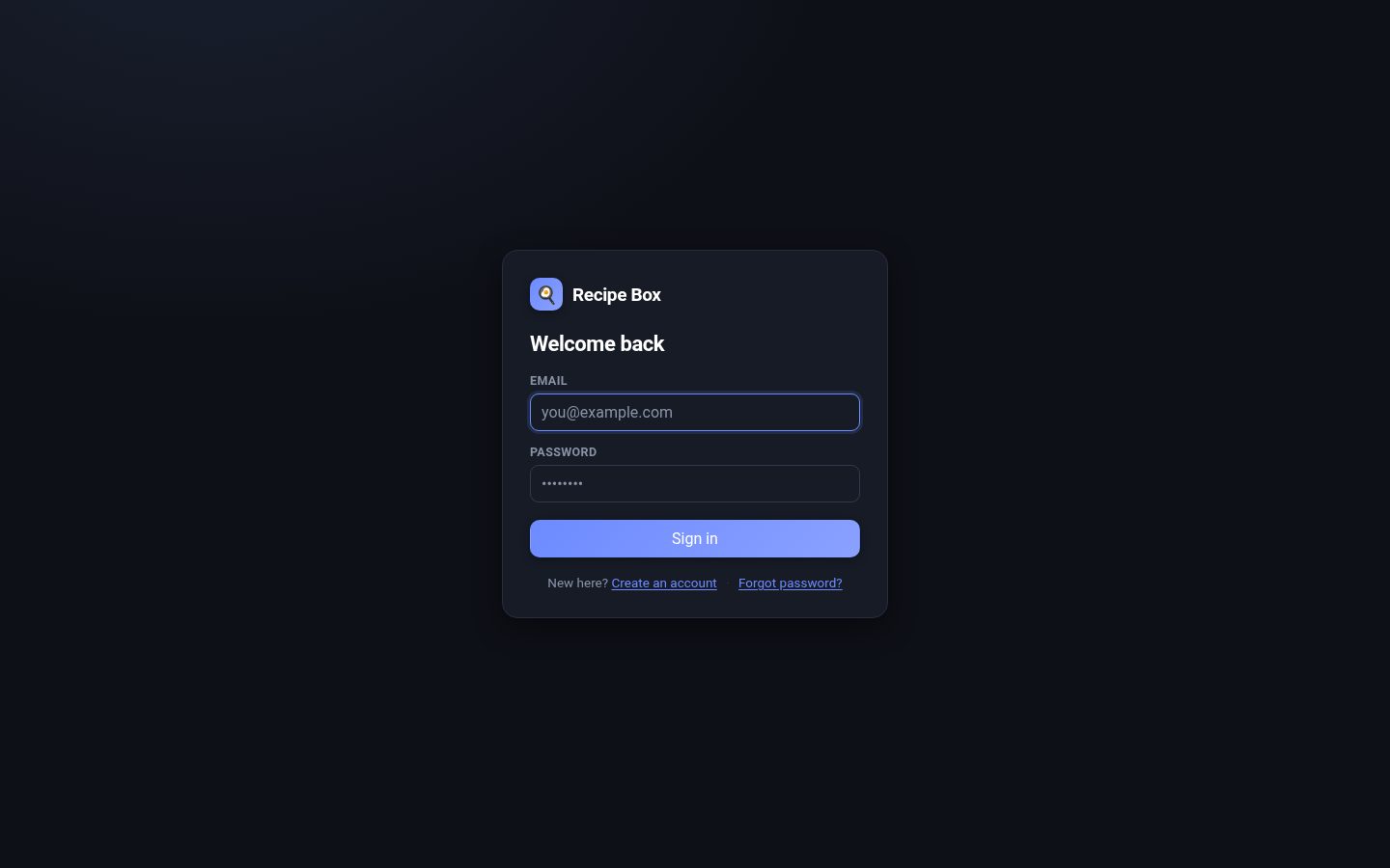 Recipebox Homepage
