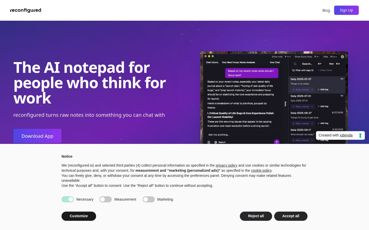 Reconfigured Homepage