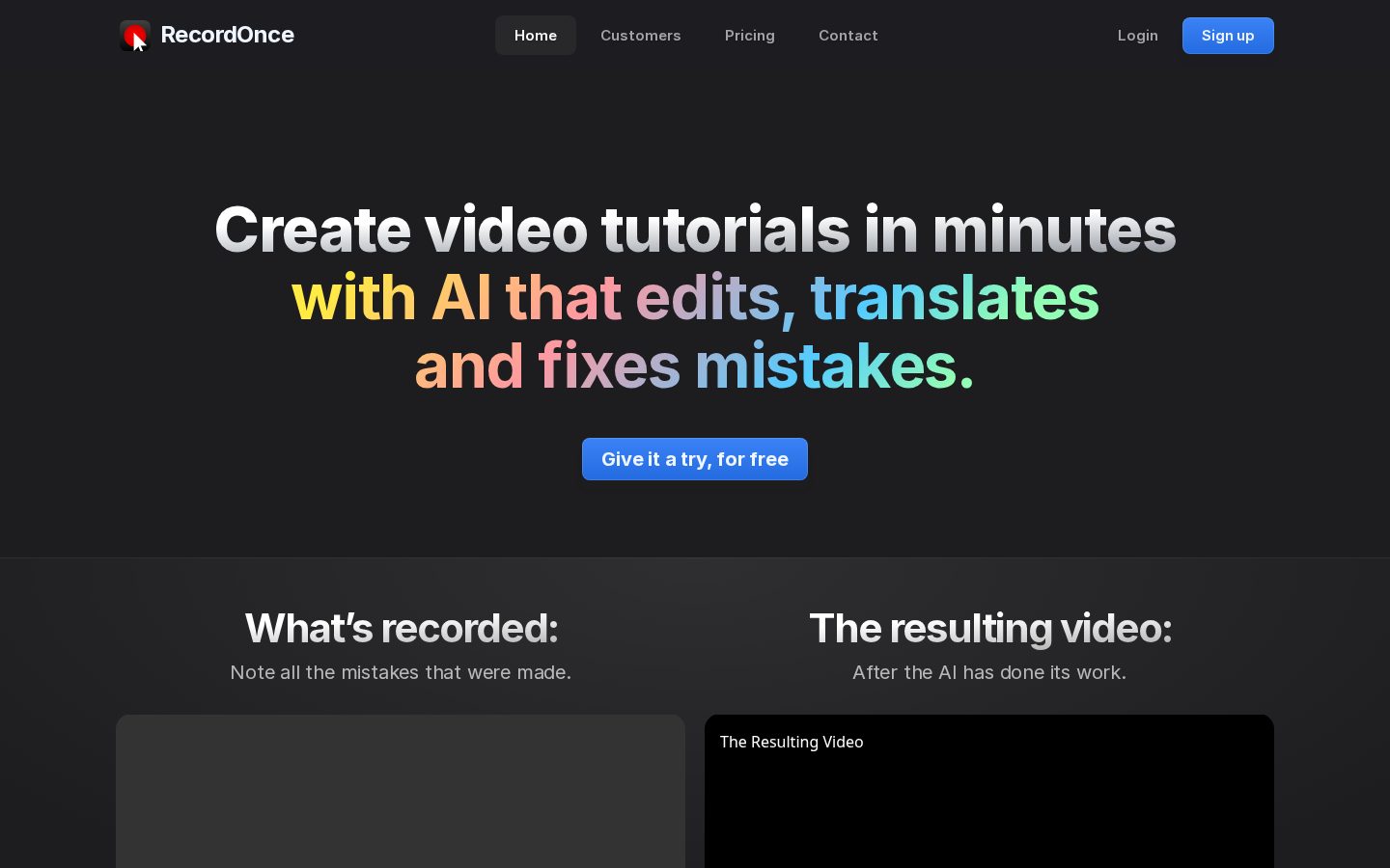 Record Once Homepage