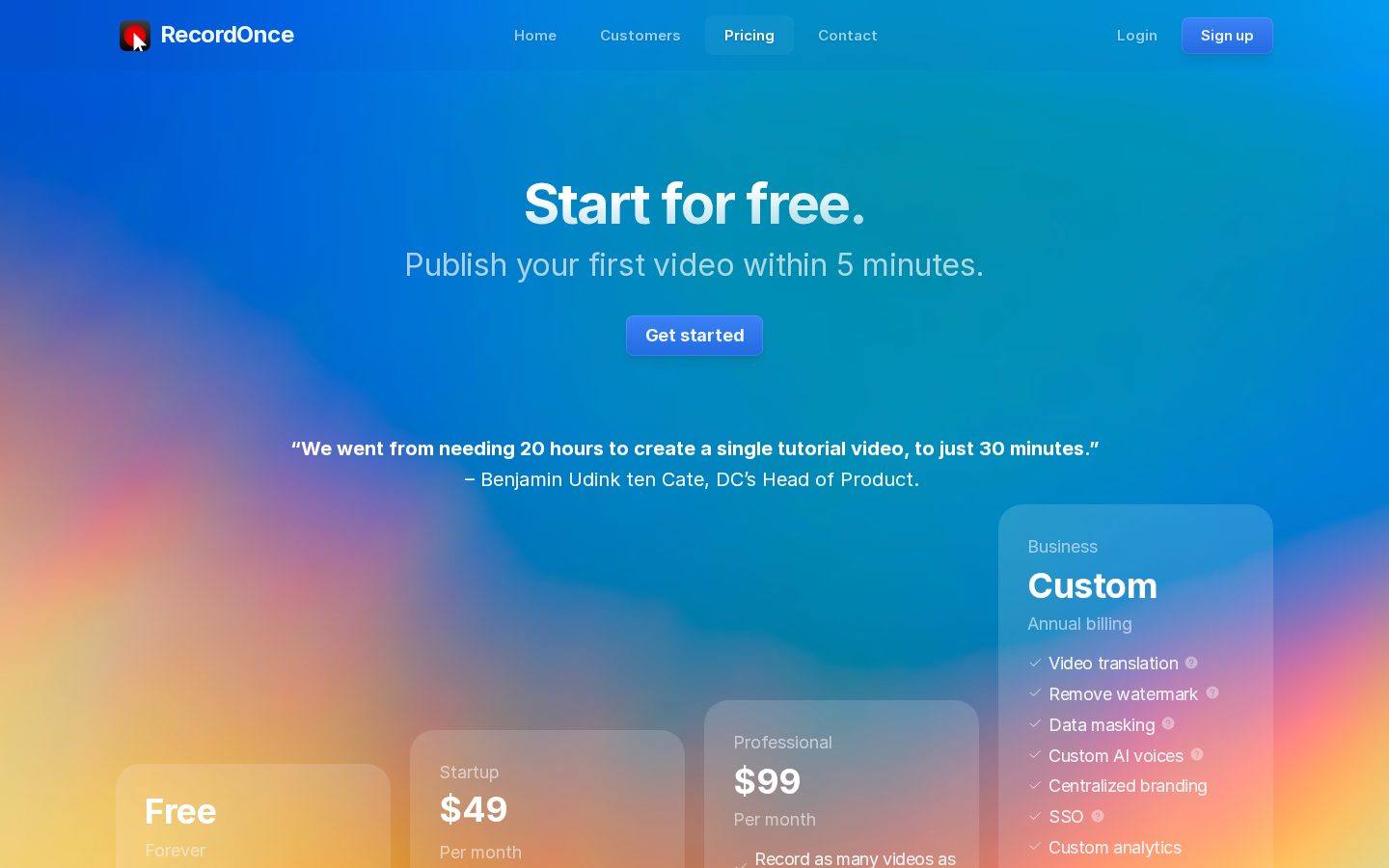 Record Once Pricing