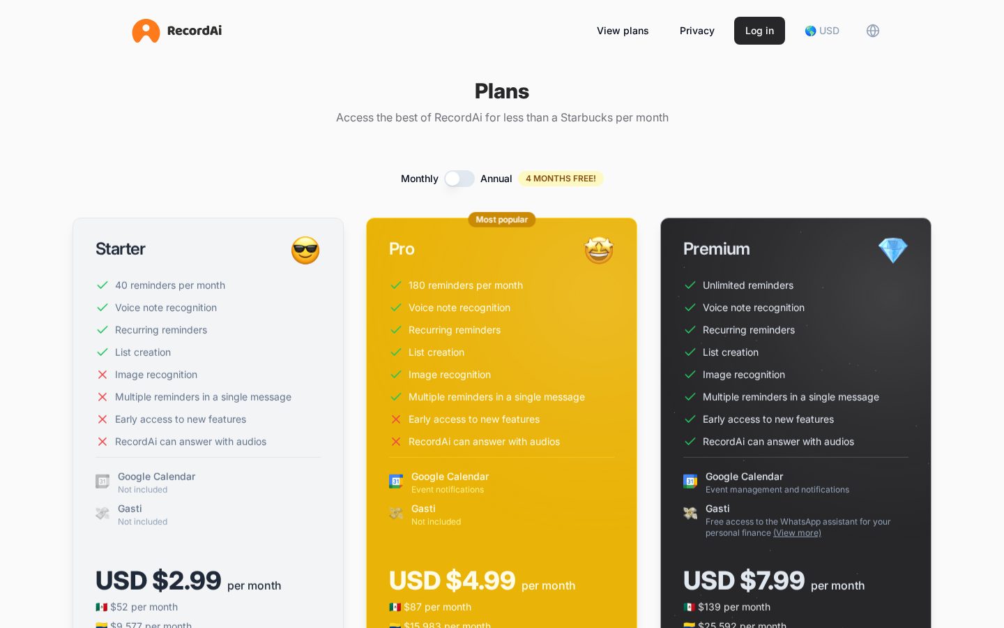 RecordAi Pricing