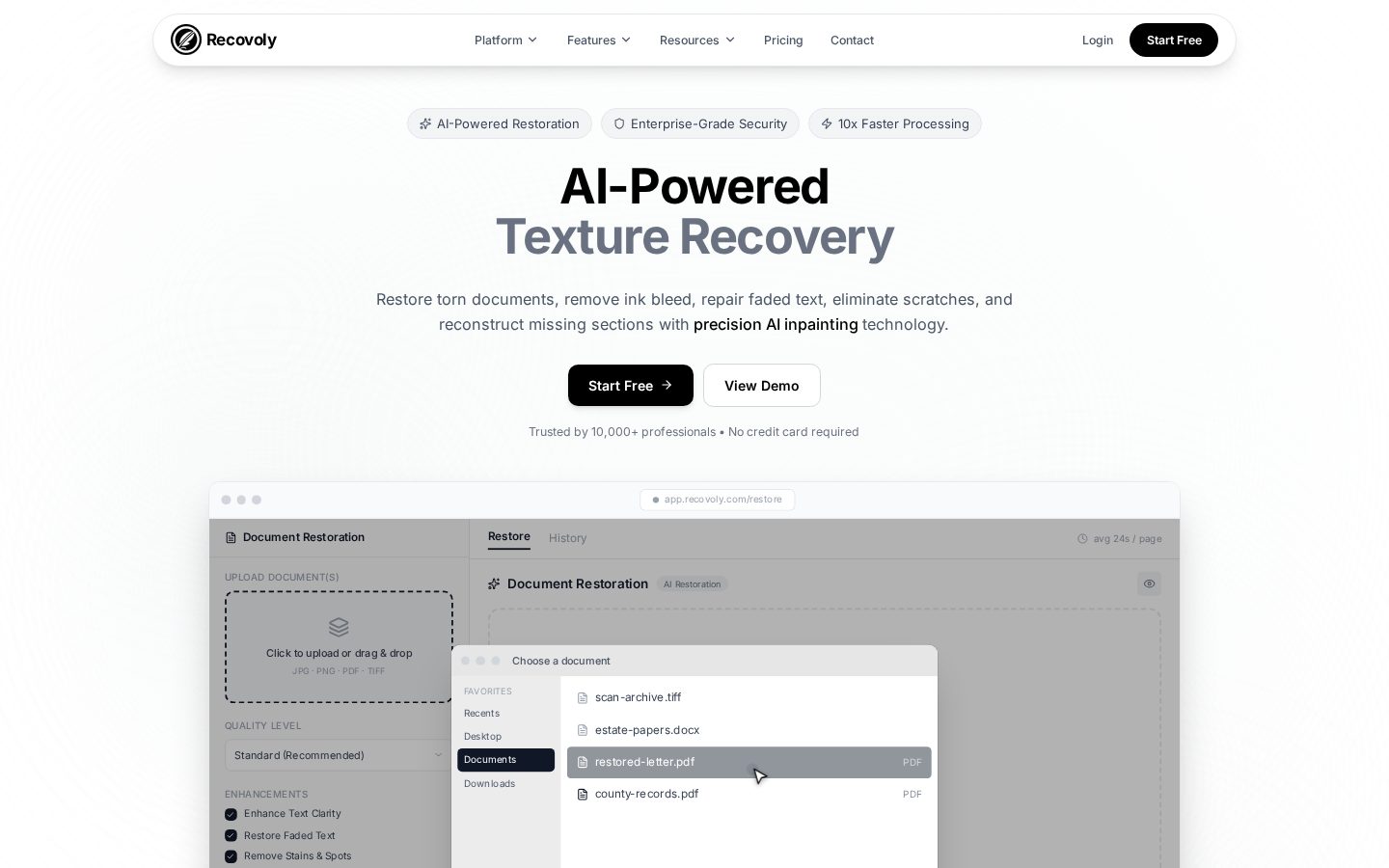 Recovoly Homepage