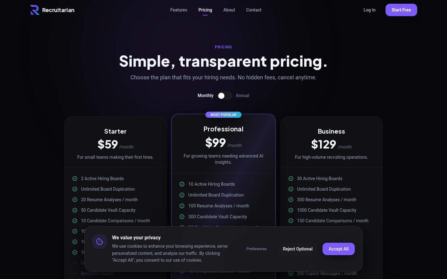 Recruitarian Pricing