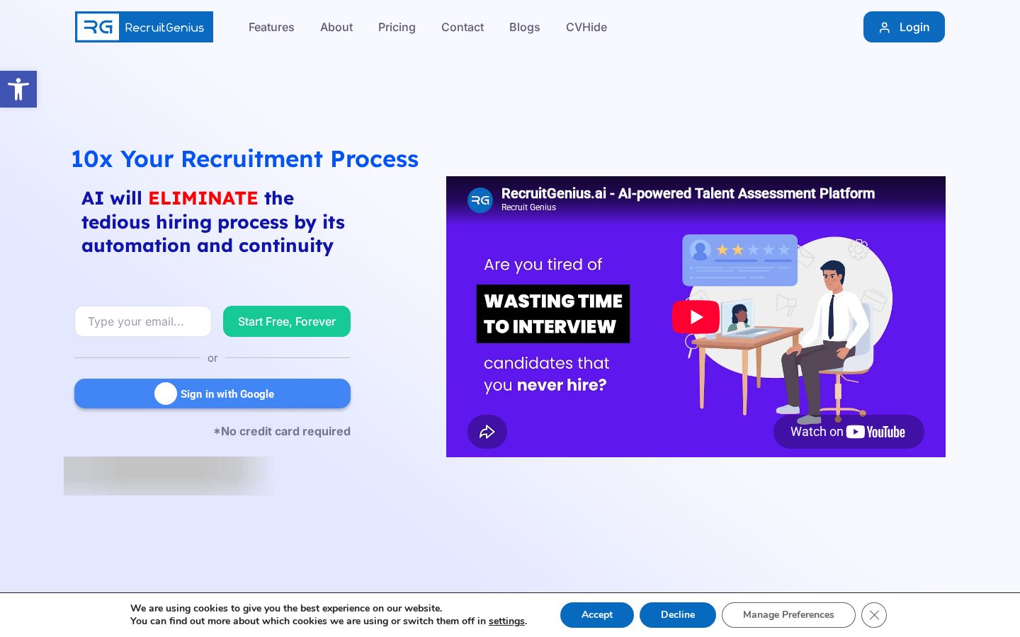 RecruitGenius.ai Homepage