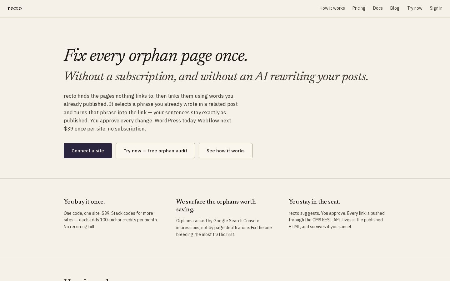 Recto Homepage