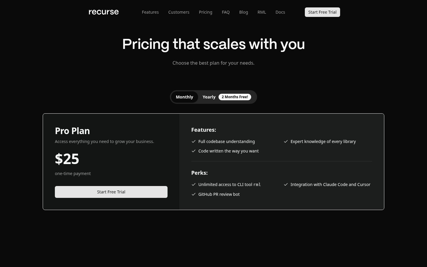 Recurse ML Pricing
