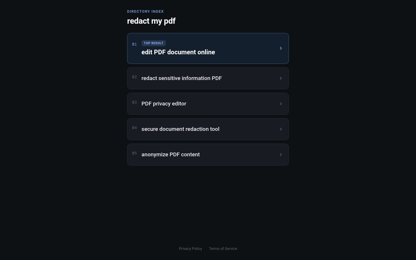 RedactMyPDF.com Homepage