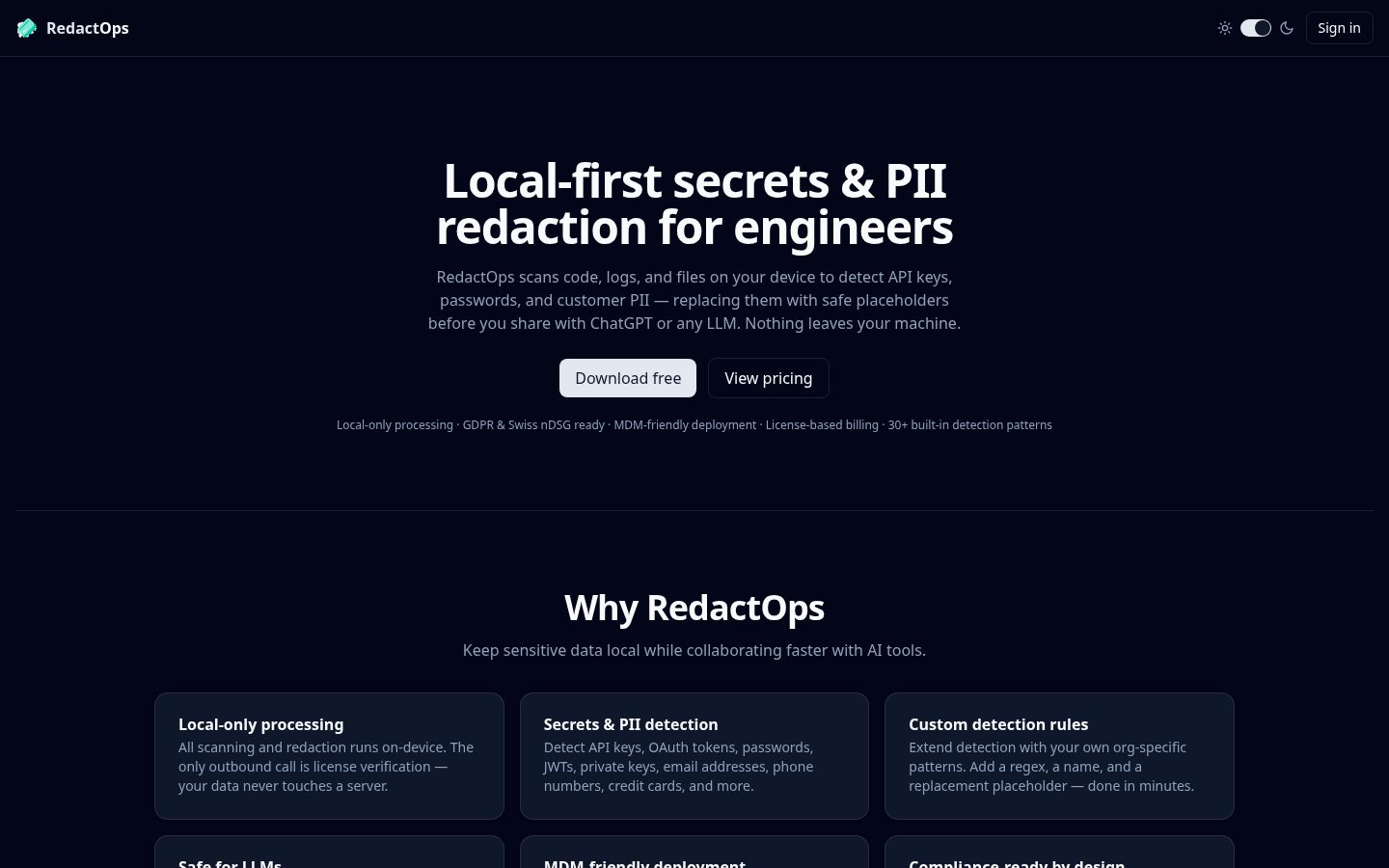 RedactOps Homepage