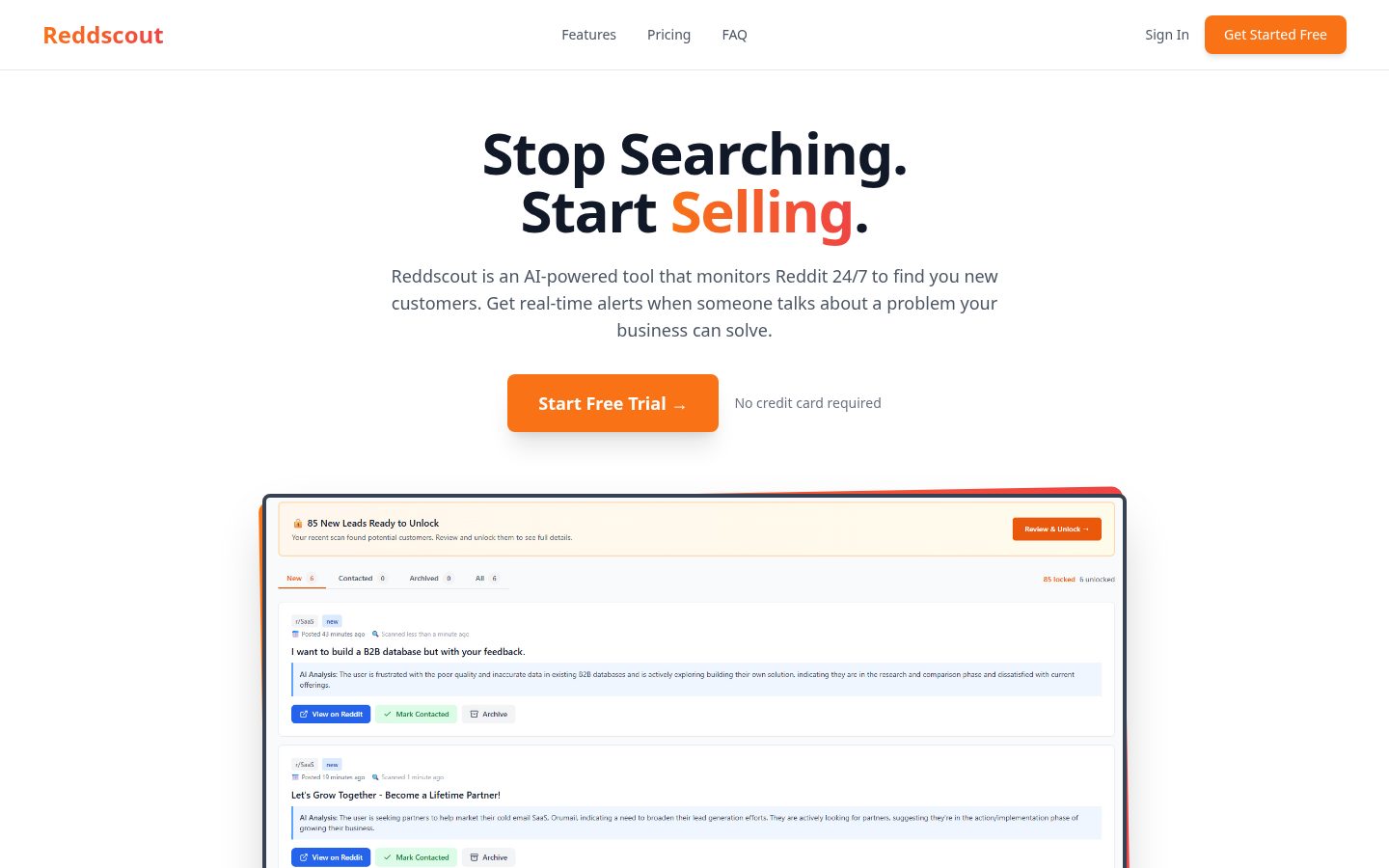 Reddscout Homepage