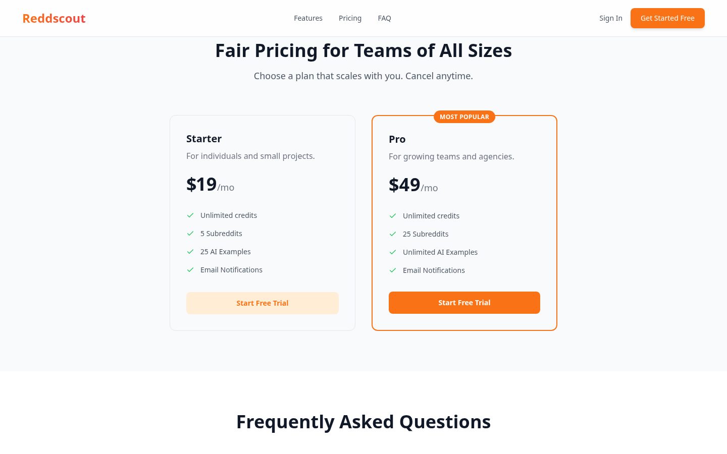 Reddscout Pricing
