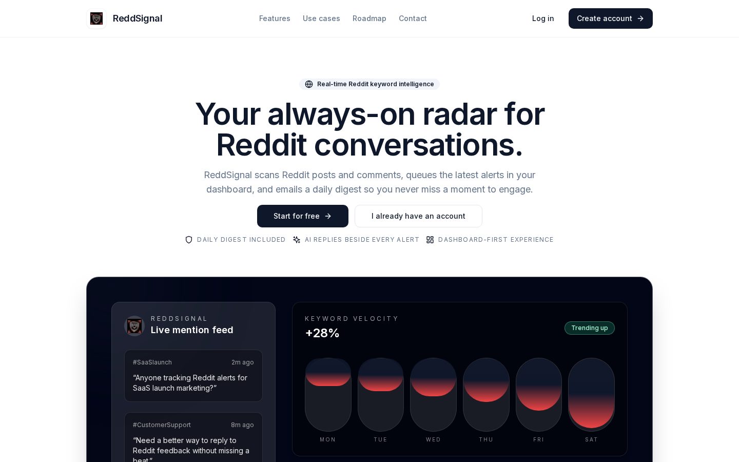 ReddSignal Homepage