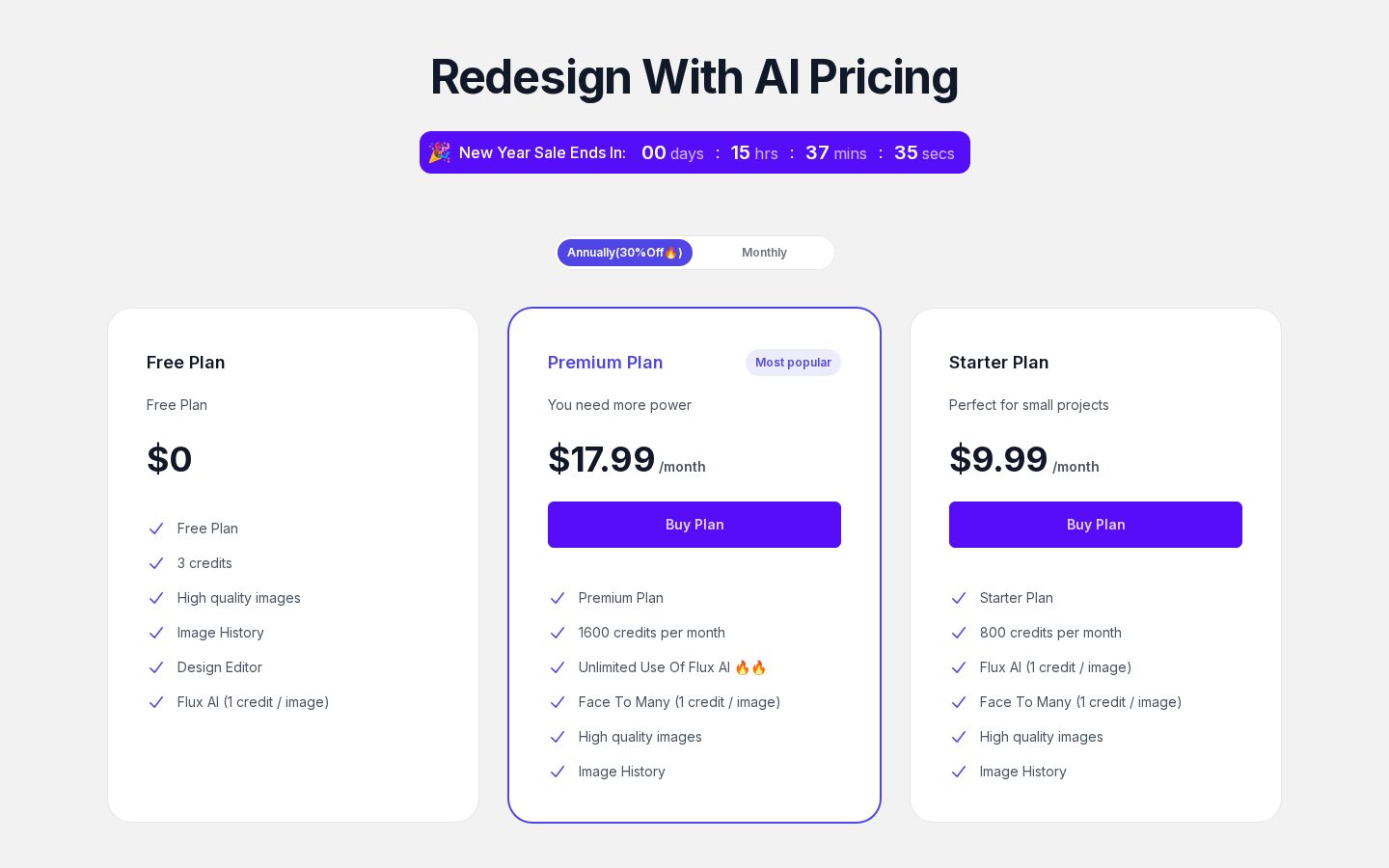 Redesign With AI Pricing