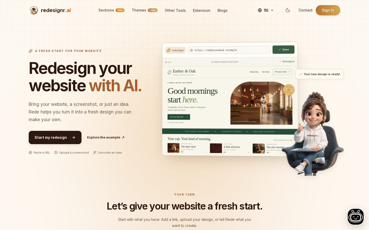 redesignr ai Homepage