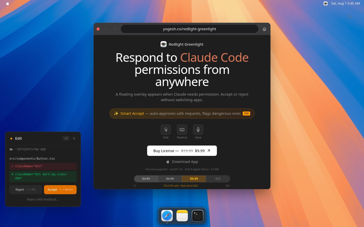 Redlight Greenlight for Claude Code Homepage