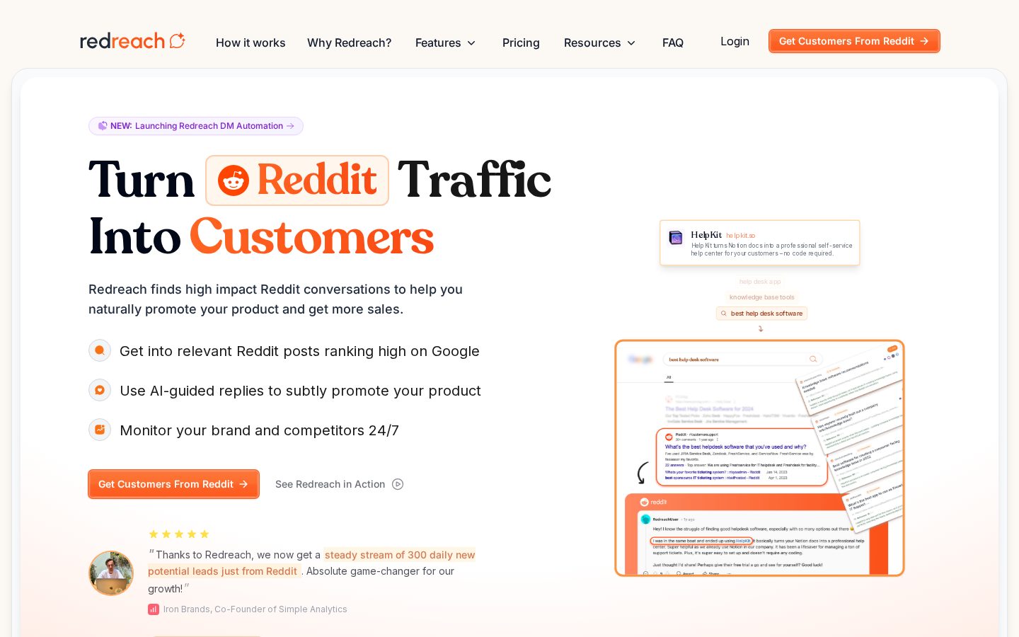 Redreach AI Homepage