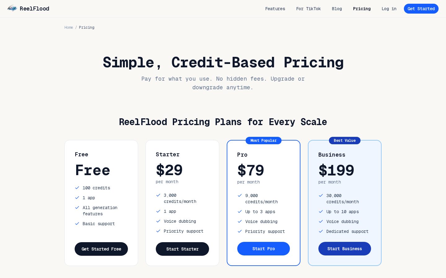 ReelFlood Pricing