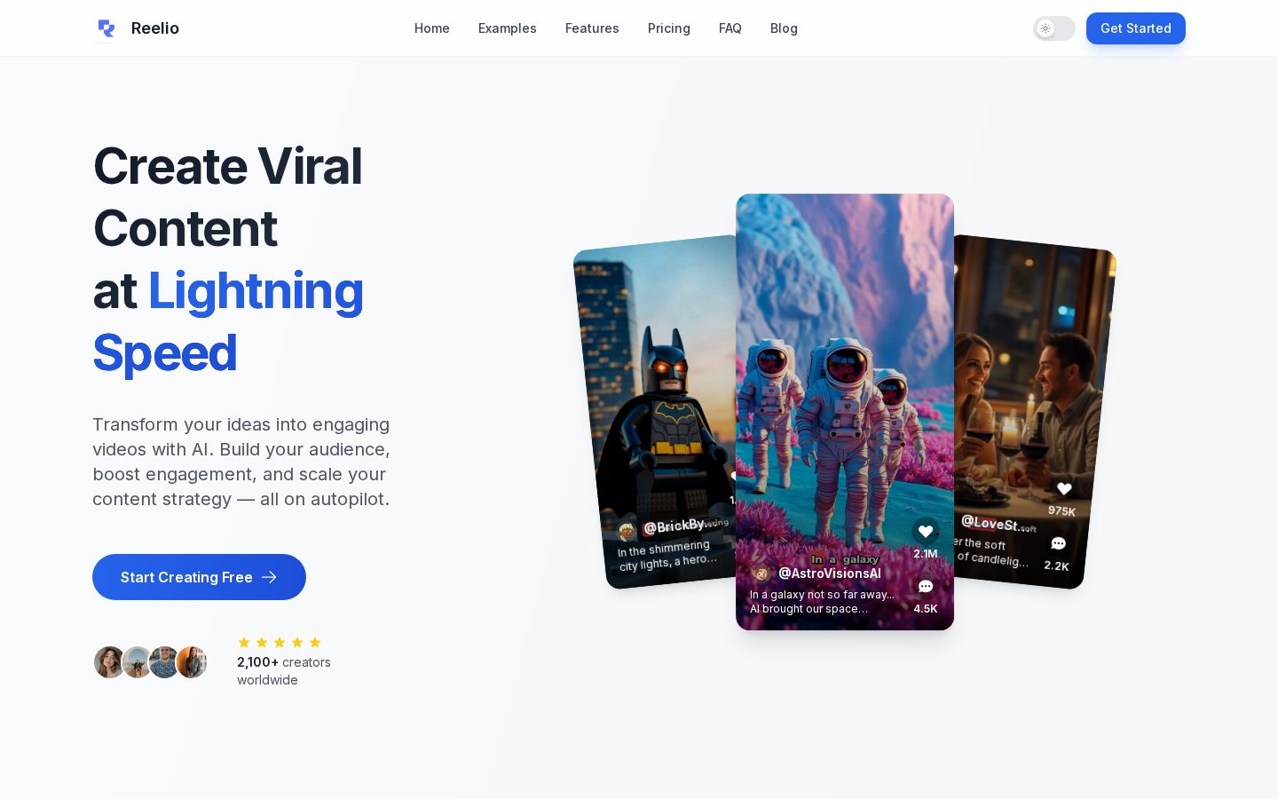 ReelioAI Homepage
