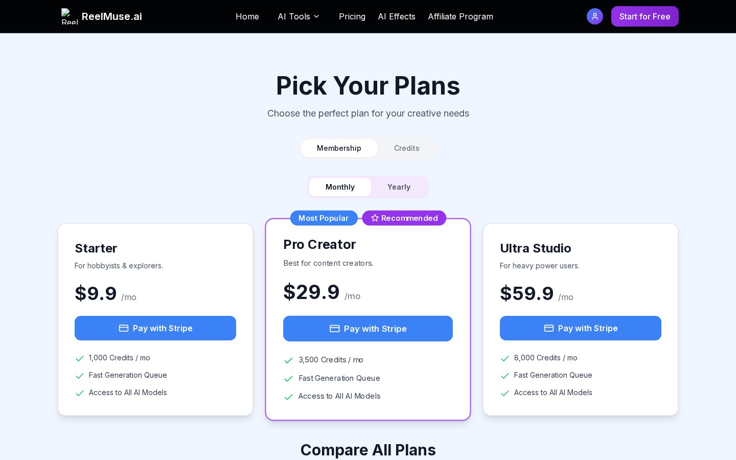 ReelMuse Pricing