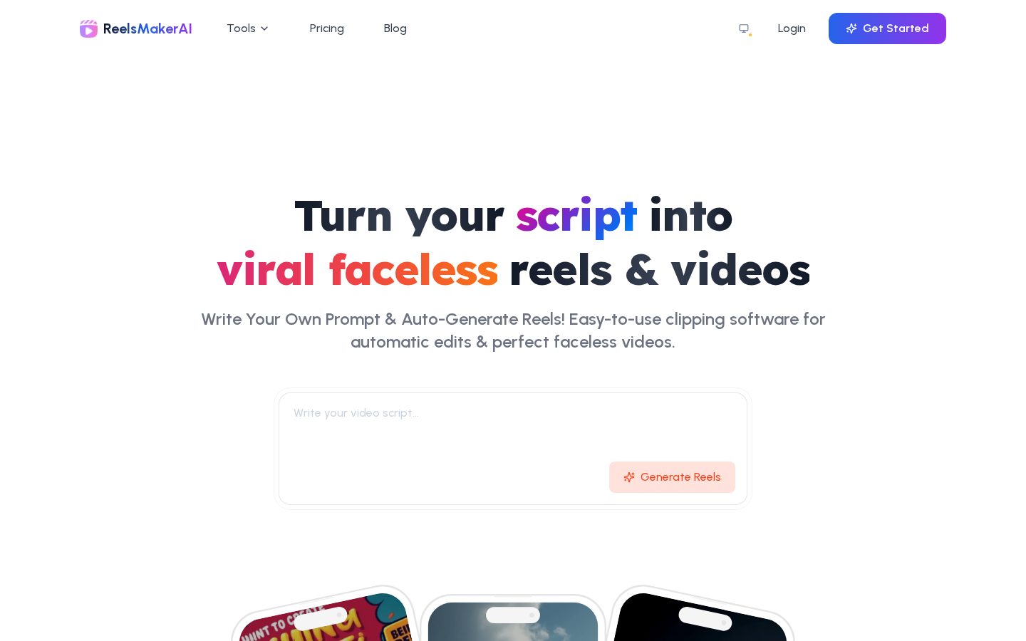ReelsMakerAI Homepage