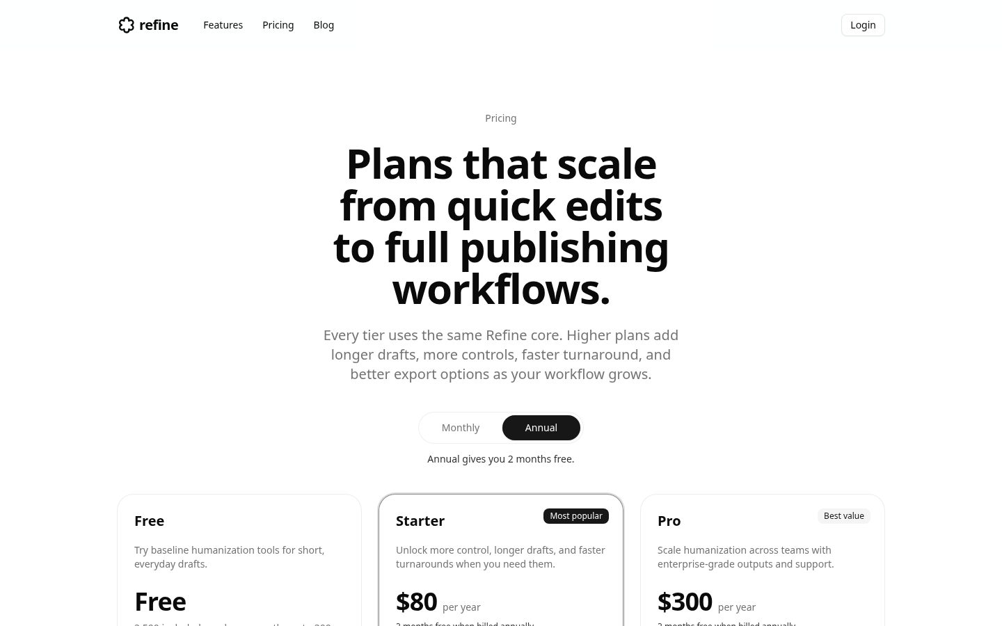Refine Pricing
