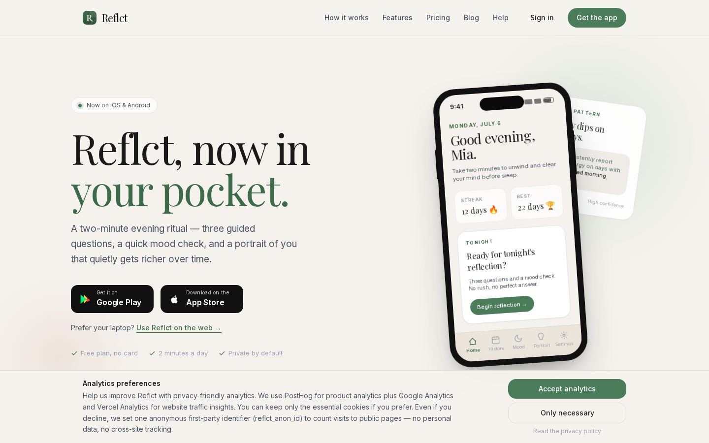 Reflct Homepage