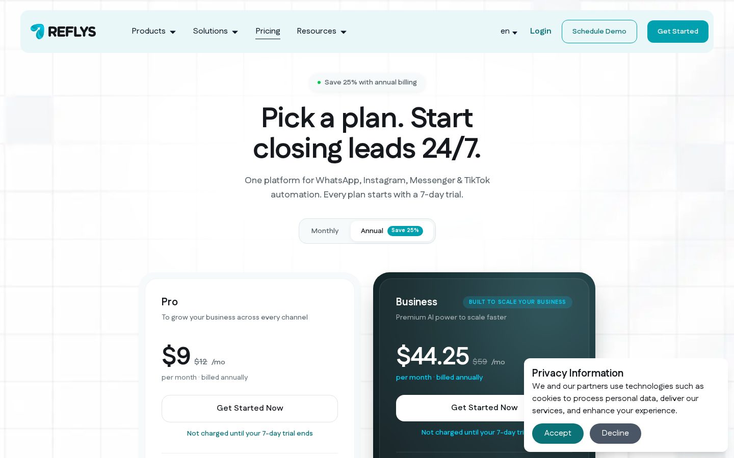 Reflys Pricing