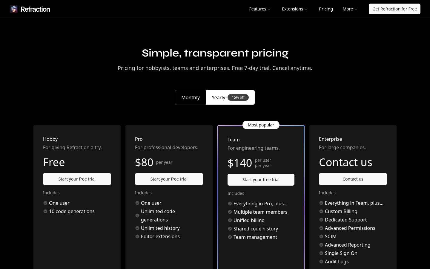 Refraction Pricing