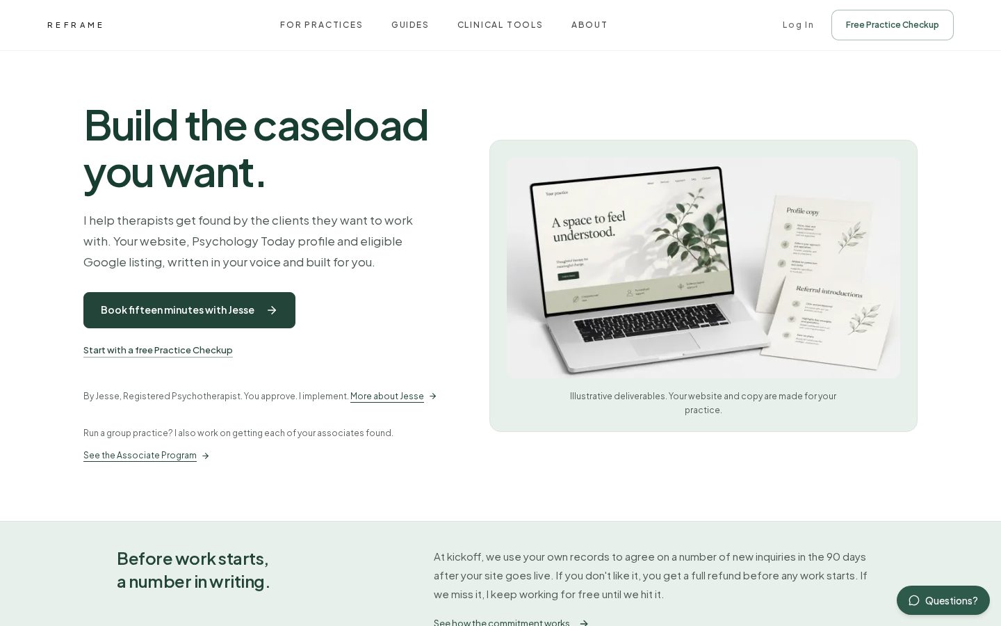 Reframe Practice Homepage