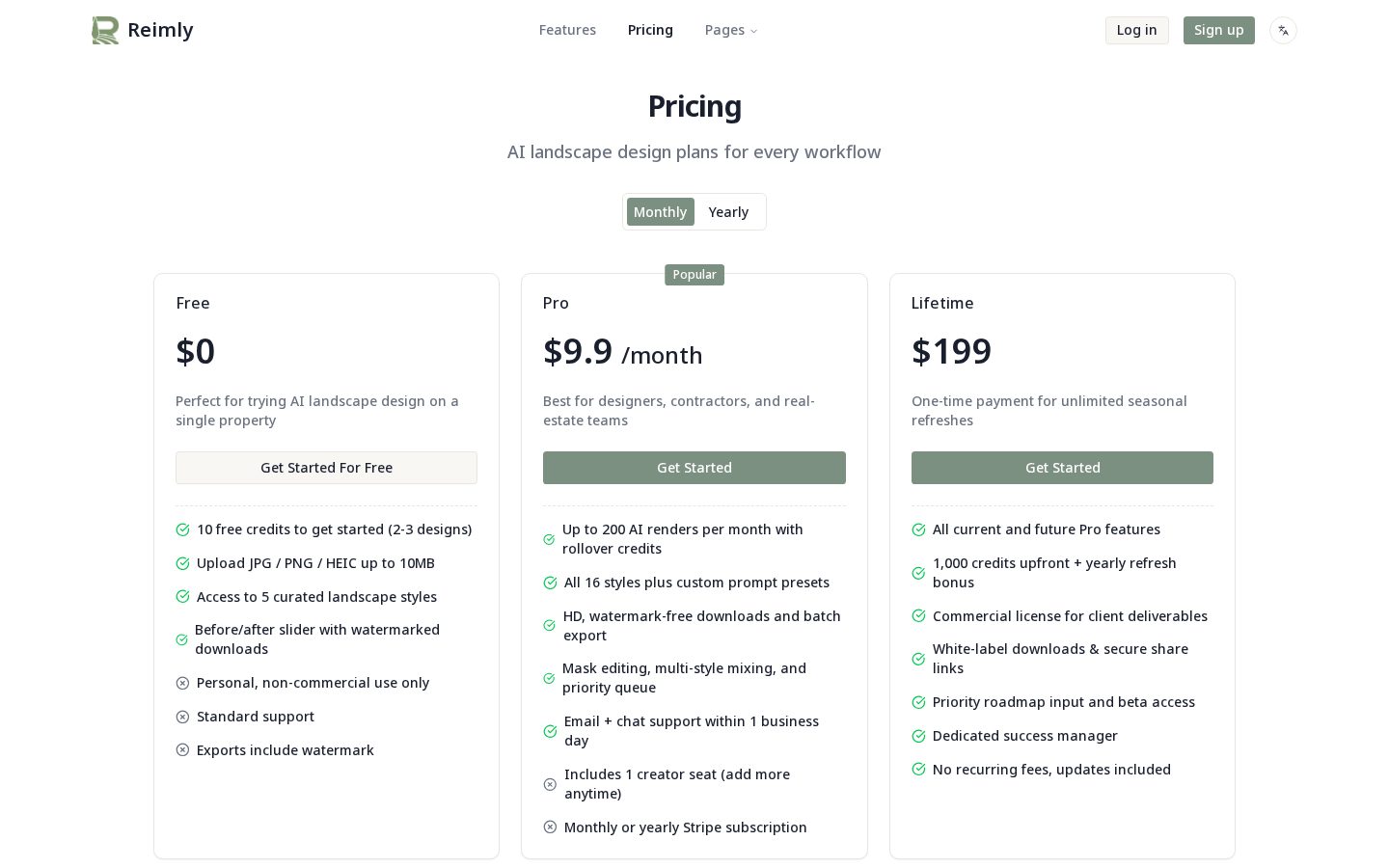 Reimly Pricing