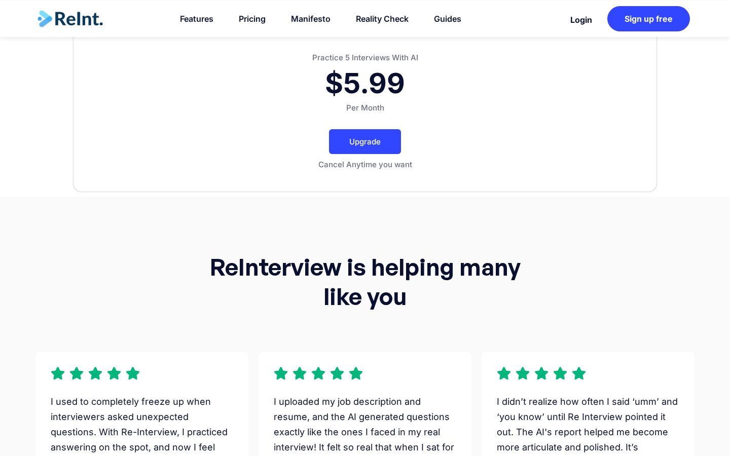 ReInterview Pricing