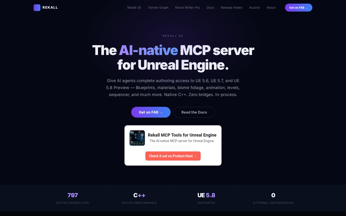 Rekall MCP Tools for Unreal Engine Homepage