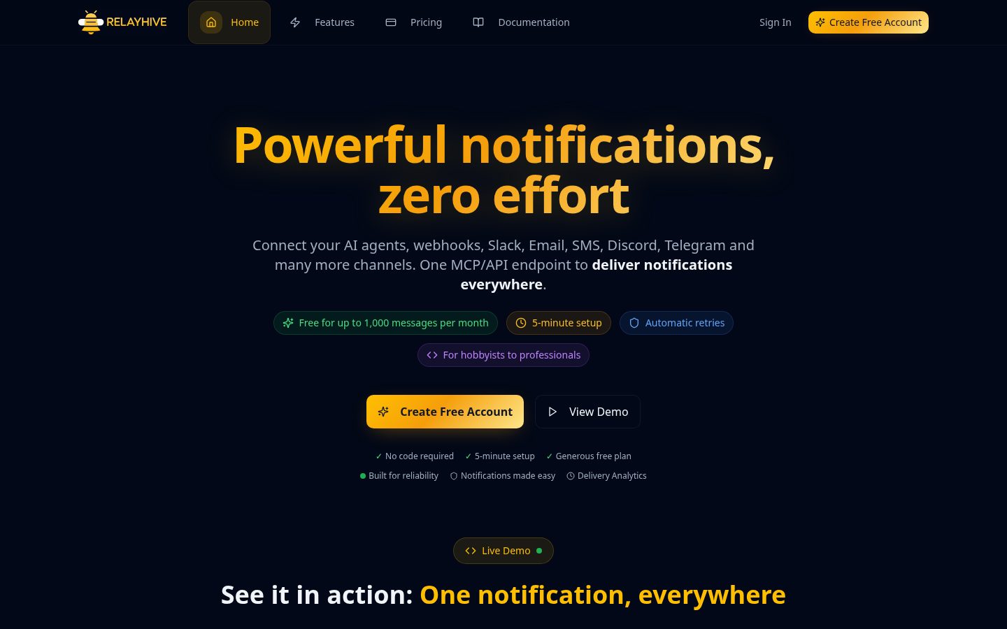 RelayHive Homepage