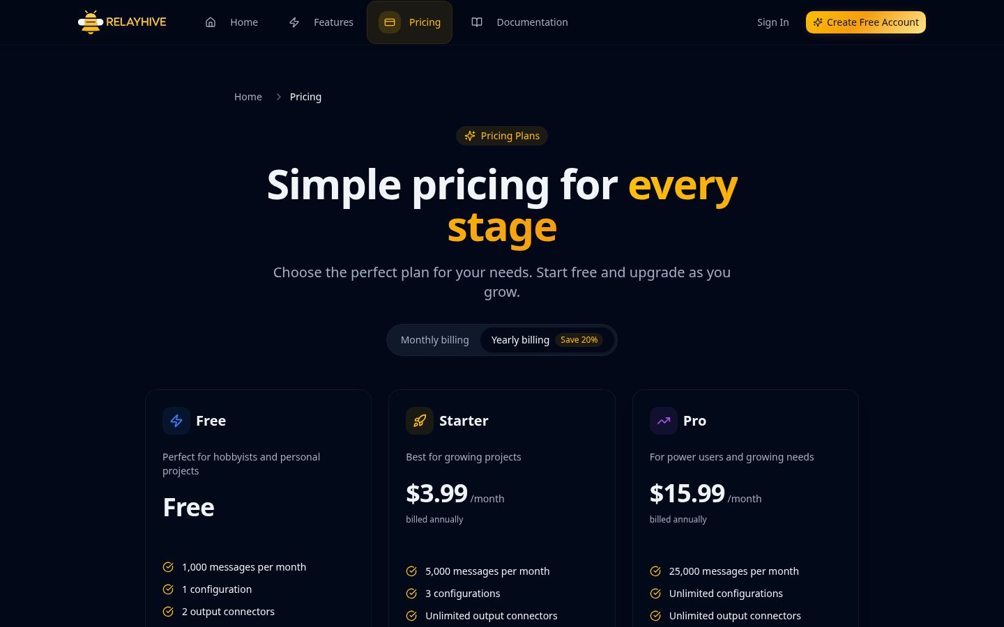 RelayHive Pricing