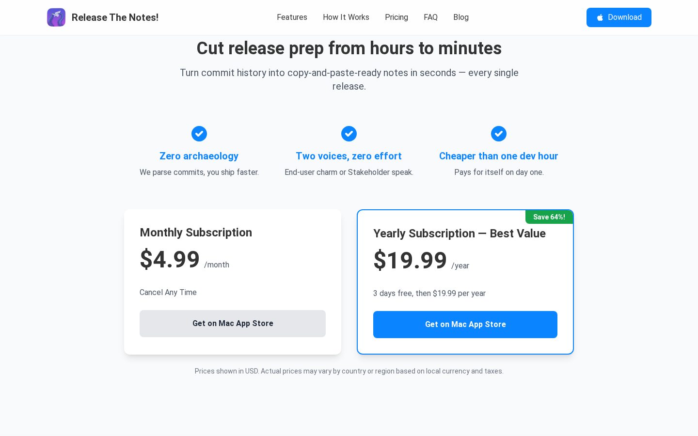 Release The Notes! Pricing