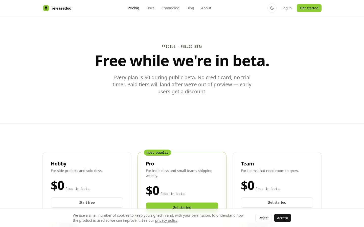 Releasedog Pricing