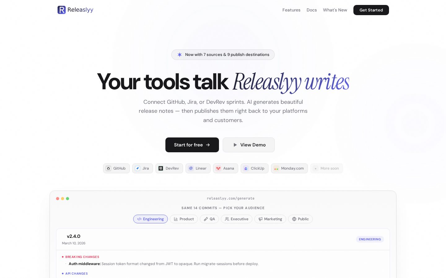 Releaslyy AI Homepage