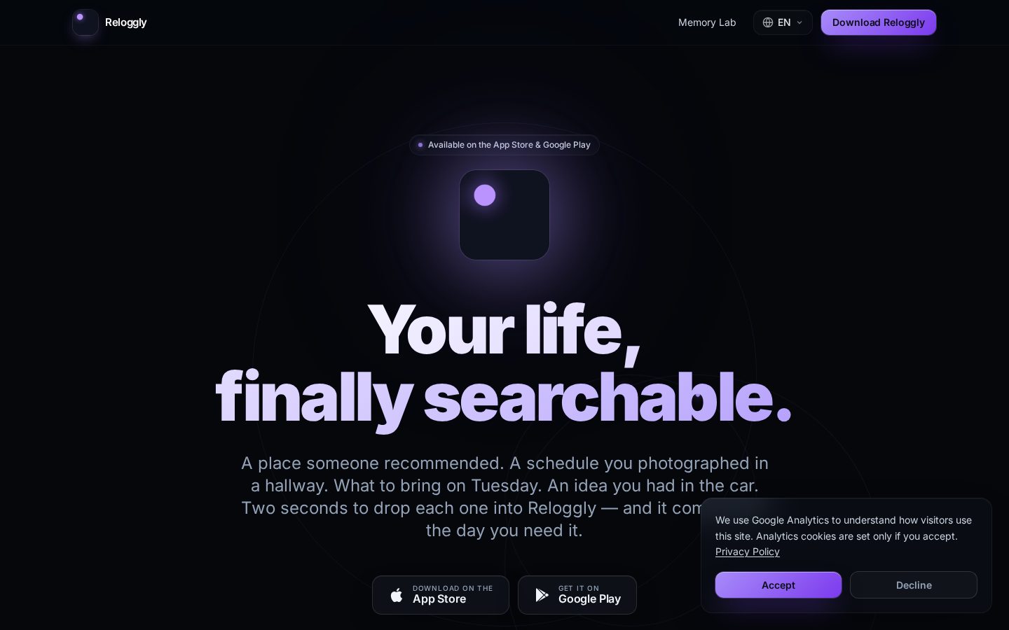 Reloggly Homepage