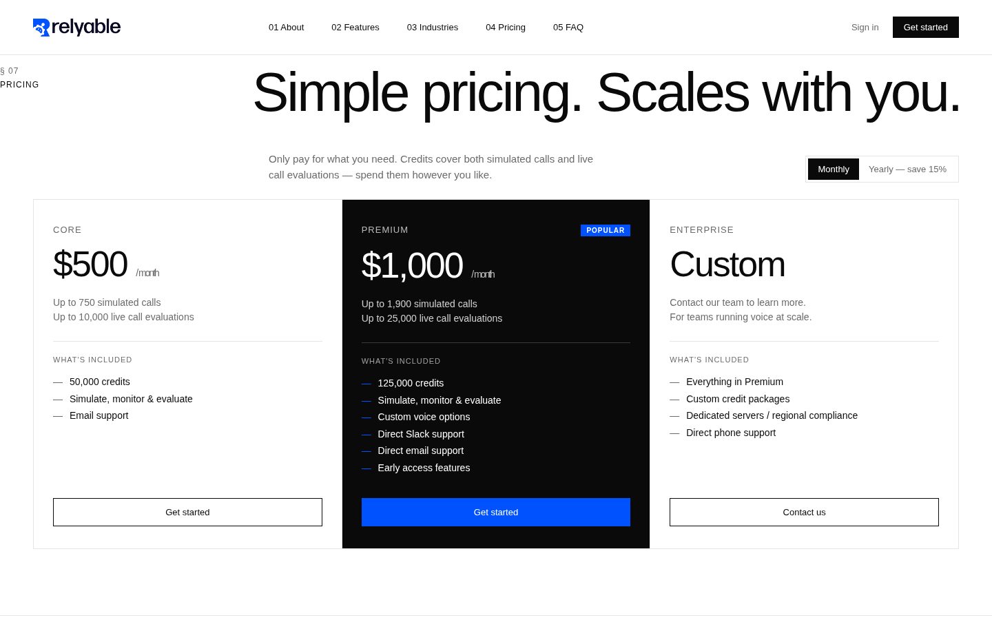 Relyable Pricing