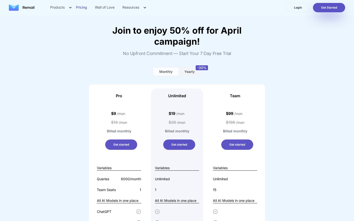 Remail Pricing