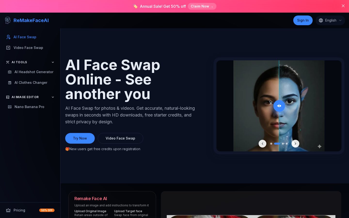 ReMakeFaceAI Homepage