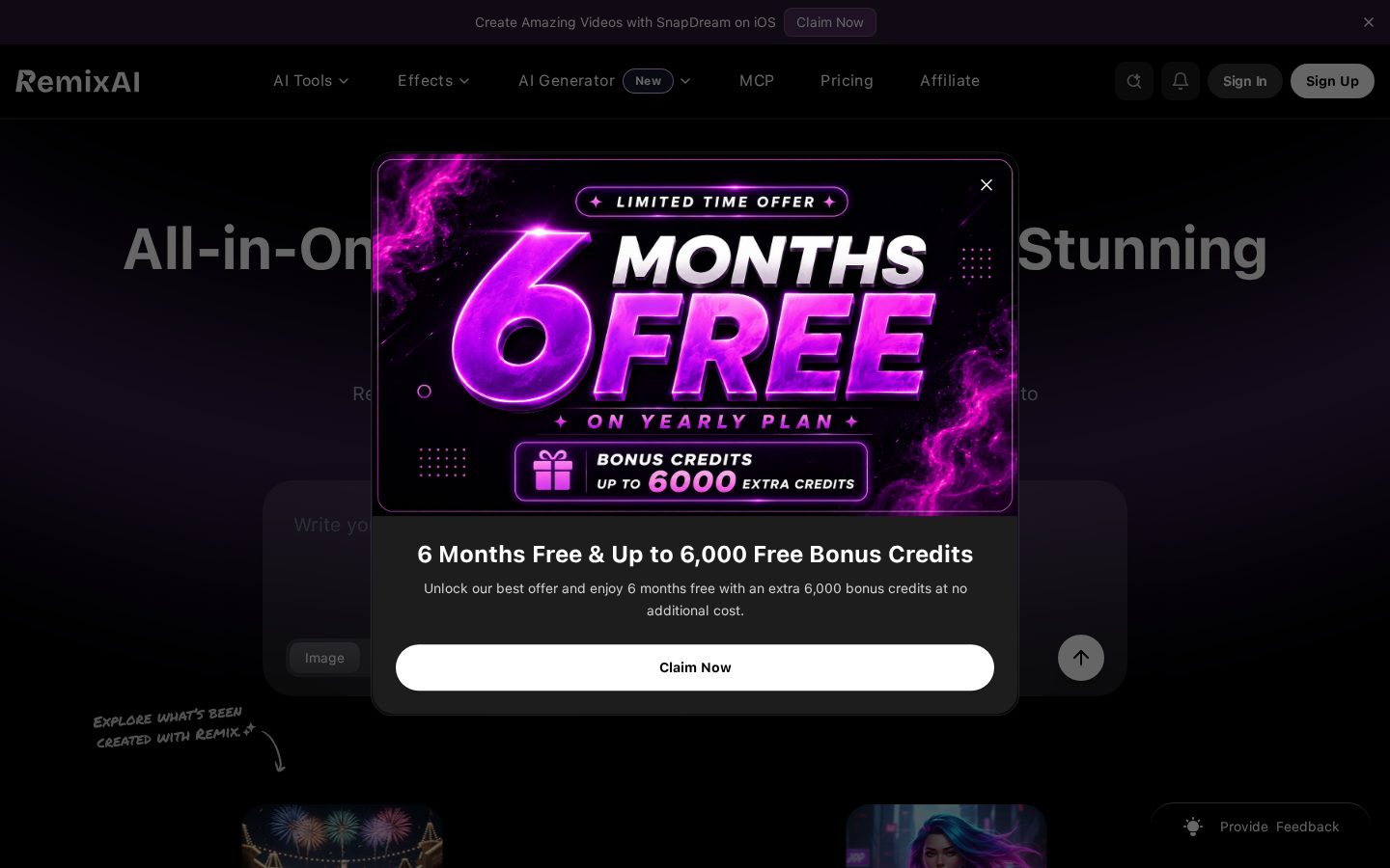 Remix AI Homepage