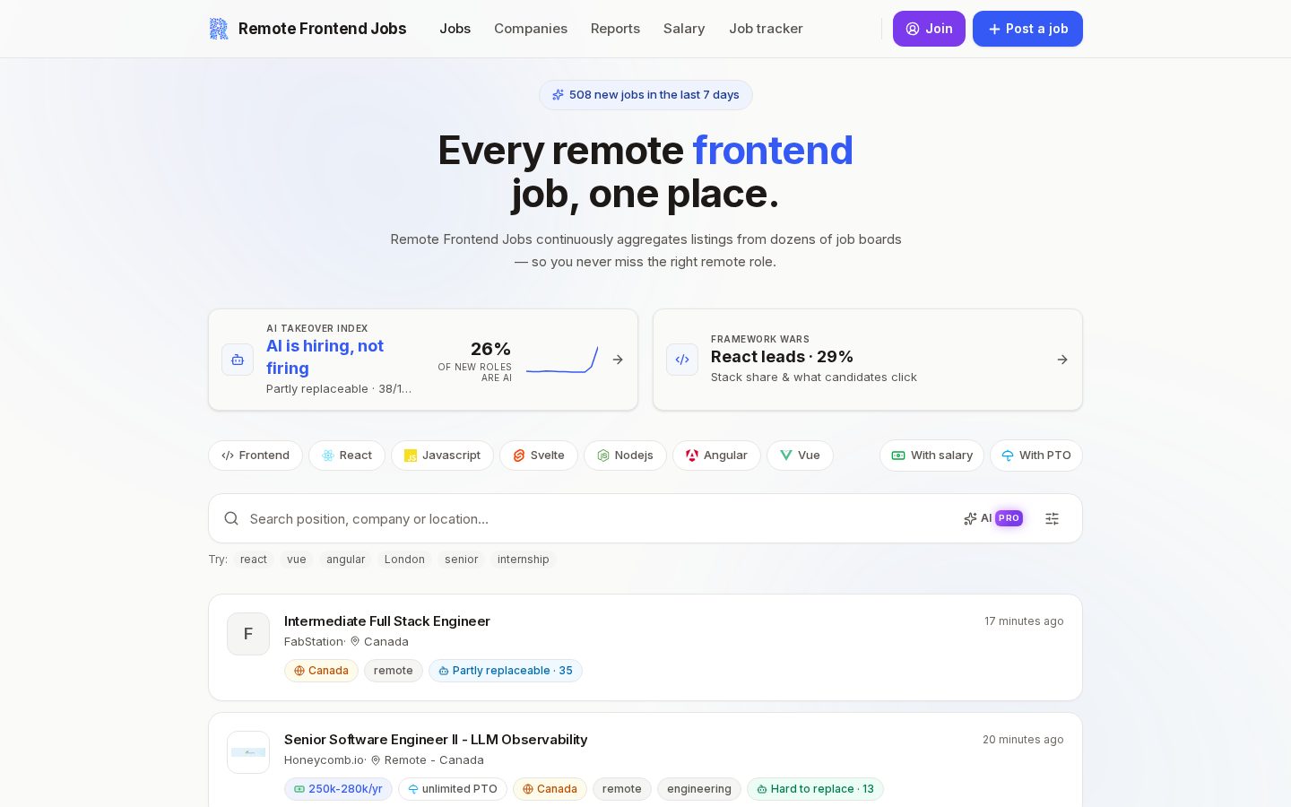 Remote Frontend Jobs Homepage