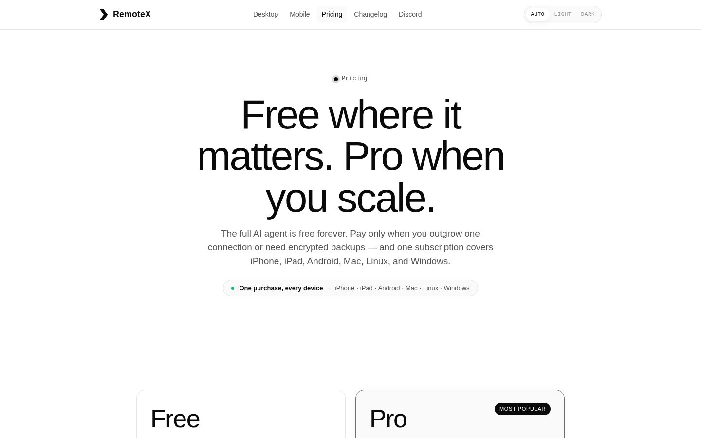 RemoteX Pricing