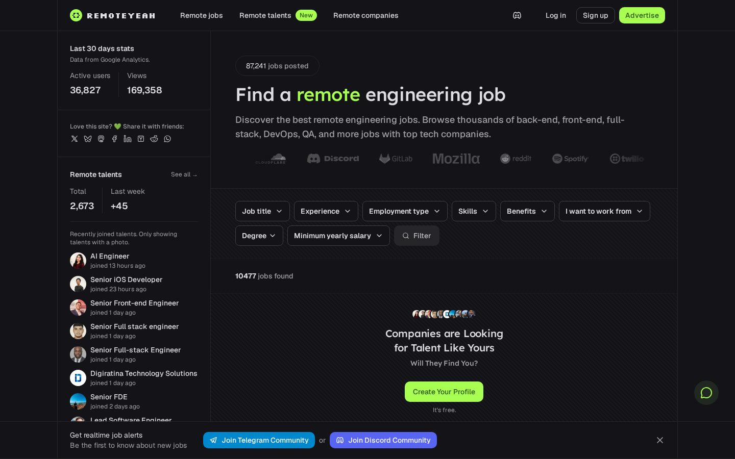 RemoteYeah Homepage
